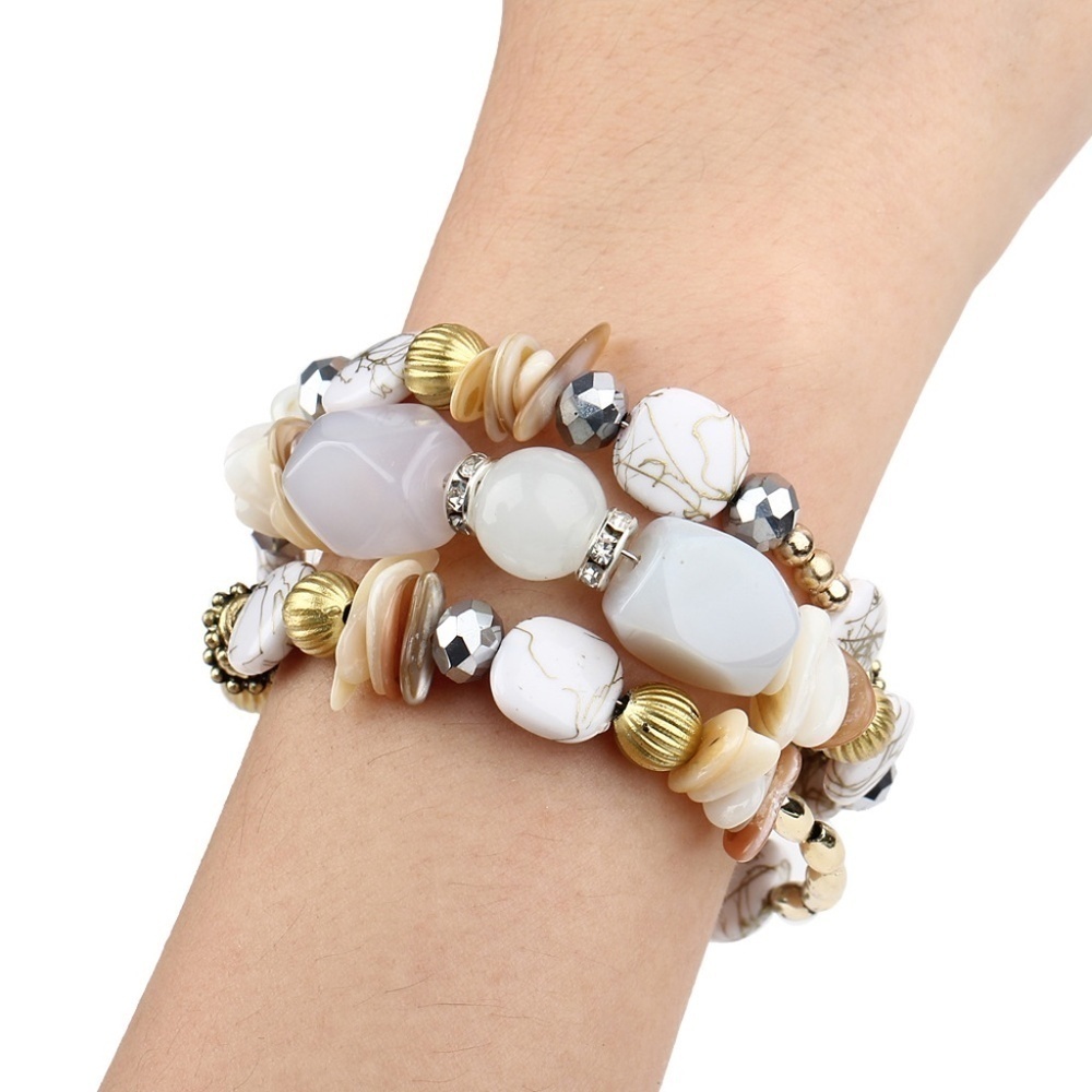 *AMIA* White Beaded Multilayer Fashion Bracelet